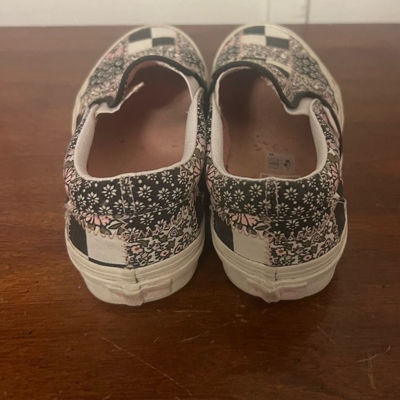 Vans Black and Pink Checkered Slip-On Shoes patch work floral size 7 - Picture 3 of 7